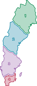 Karta över Sverige med fokus på elområde 1